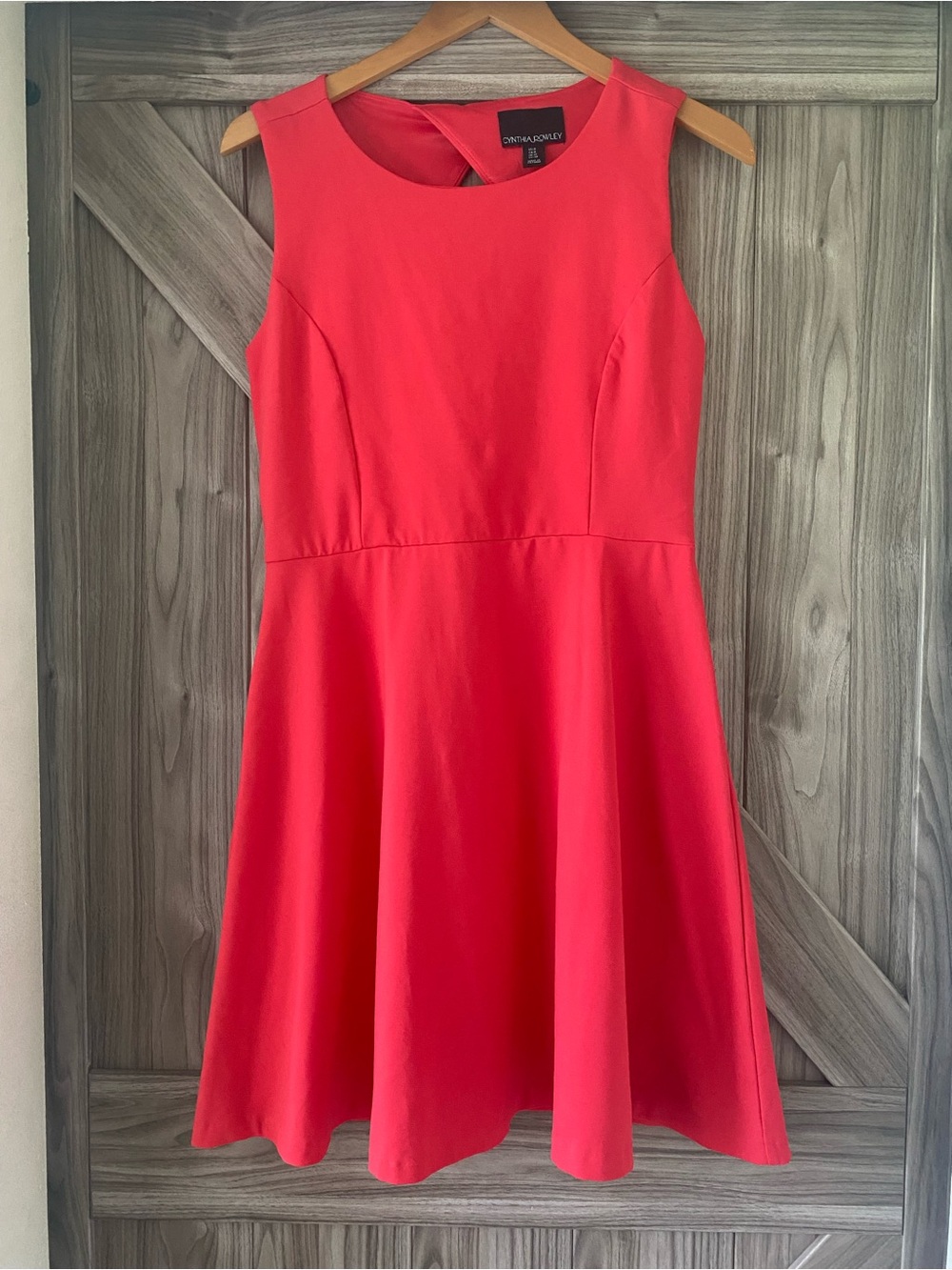 Cynthia Rowley Bright Coral Fit-and-Flare Mini Dress